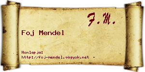 Foj Mendel névjegykártya